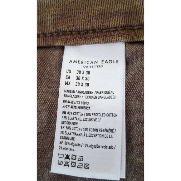 Mens American Eagle Slim Straight Fit Jeans 5G Tan Cotton Blend Classic Denim Si - Picture 14 of 14